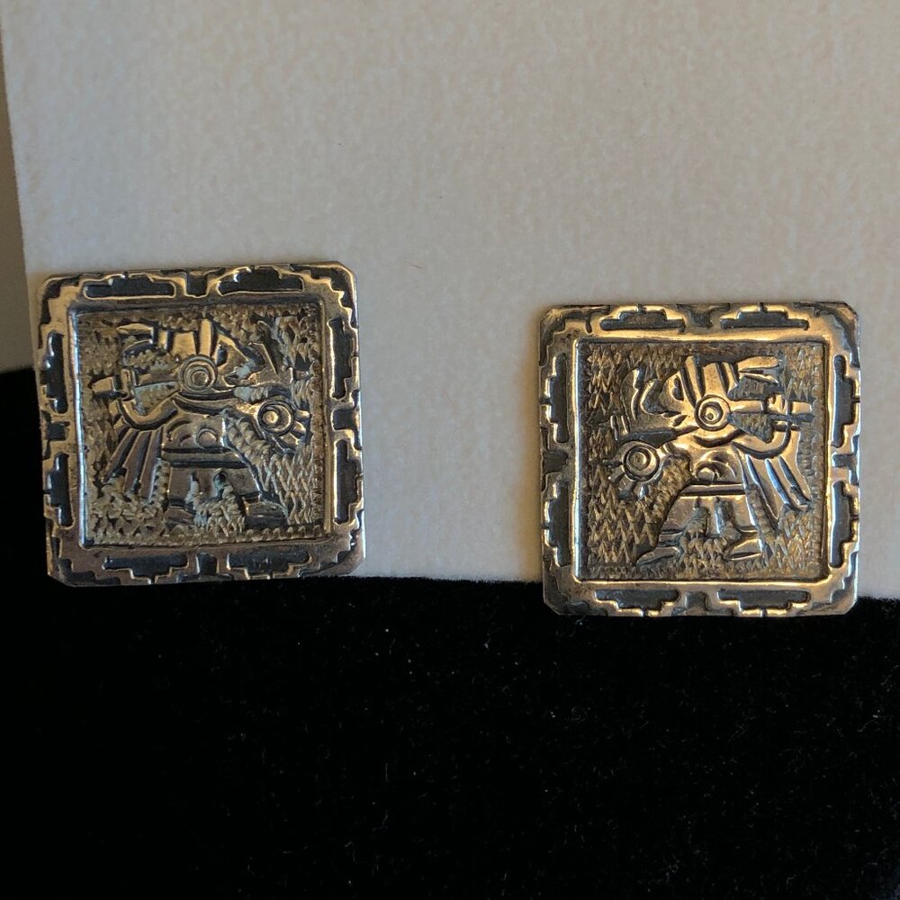 Vintage Mexican Sterling Silver Warrior earrings